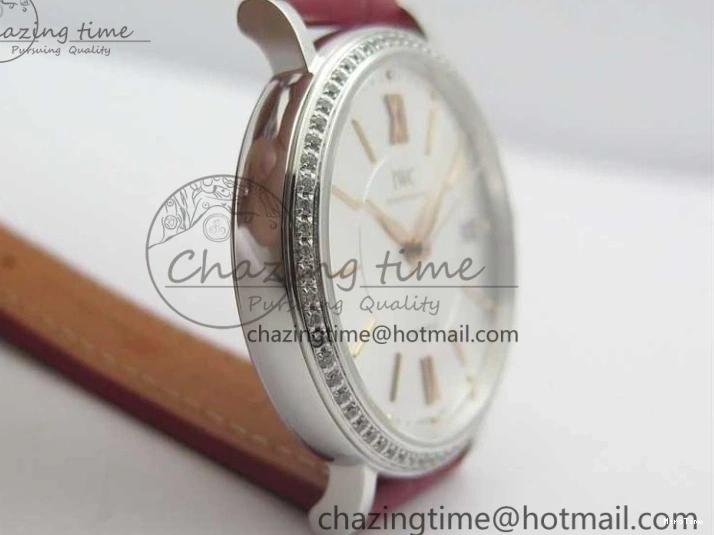 MIROTIME 0215 Portofino Automatic 37 SS M+F 1:1 Best Edition Silver Dial RG Markers on Red Crocodile Strap A Reliable 7154